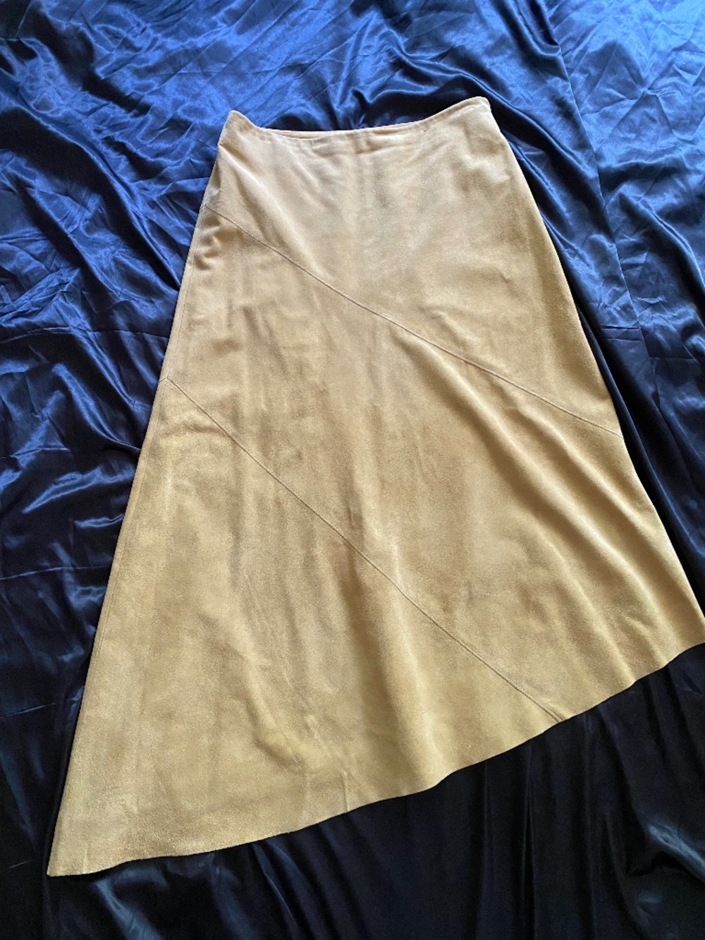 Banana Repbublic Tan Suede Asymmetrical Patchwork Maxi Skirt Boho Western 8